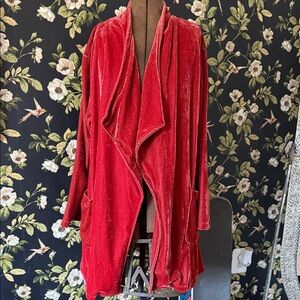 Burnt Orange Velvet Open Front Cardigan